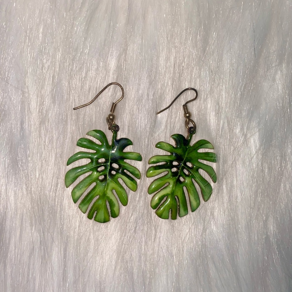 Monstera Plant Earrings